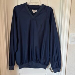 Men's Vintage Navy V-Neck Windbreaker Munsingwear Golf